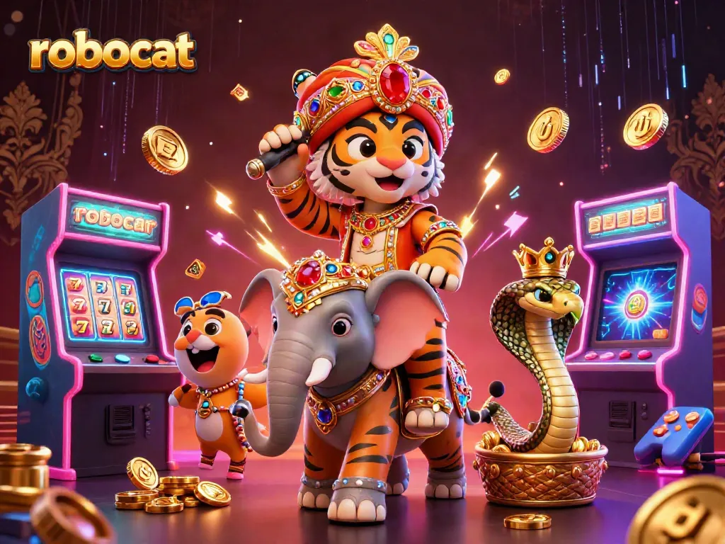 Capture exciting gaming moments at robocat casino with vibrant characters and dynamic slot action.